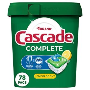 Cascade Complete Dishwasher Pods, Actionpacs Dishwasher Detergent, Lemon Scent, 78 Count