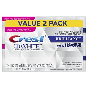 Crest 3D White Brilliance Vibrant Teeth Whitening Toothpaste 4.1 Oz, Peppermint, 2 Count