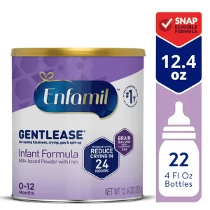 Enfamil Gentlease Baby Formula, Reduces Fussiness, Gas, Crying and Spit-up in 24 hours, DHA & Choline to support Brain development, Powder Can, 12.4 Oz