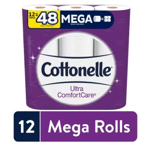 Cottonelle Ultra ComfortCare Soft Toilet Paper, 12 Mega Rolls