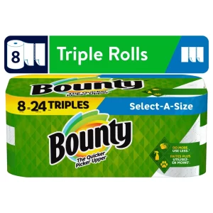 Bounty Select-A-Size Paper Towels, Triple Rolls, White, 147 Sheets Per Roll, 8 Count