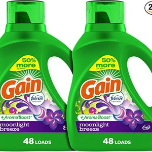 Gain + Aroma Boost Laundry Detergent Liquid Soap, Moonlight Breeze Scent, 45 Loads, 65 Fl Oz, Pack Of 2, He Compatible