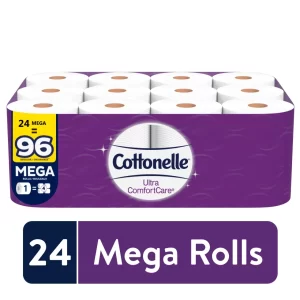 Cottonelle Ultra ComfortCare Soft Toilet Paper, 24 Mega Rolls