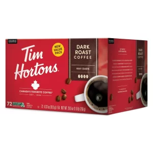 Tim Hortons Dark Roast K-Cup Coffee Pods for Keurig Brewers, Recyclable, 72 Ct