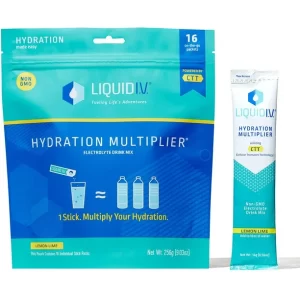 Liquid I.V. Hydration Multiplier, Electrolyte Powder, Easy Open Packets, Supplement Drink Mix (Lemon Lime, 16 Count)