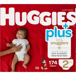 Huggies Little Snugglers Wetness Indicator Soft Diapers – Size 2, 174 Count