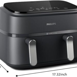 Philip Dual Basket Air Fryer 3000 Series — 8-in-1 functions, 9.5 Quarts Airfryer, 2 Drawers, Auto-sync Cooking Time, (NA351/00)
